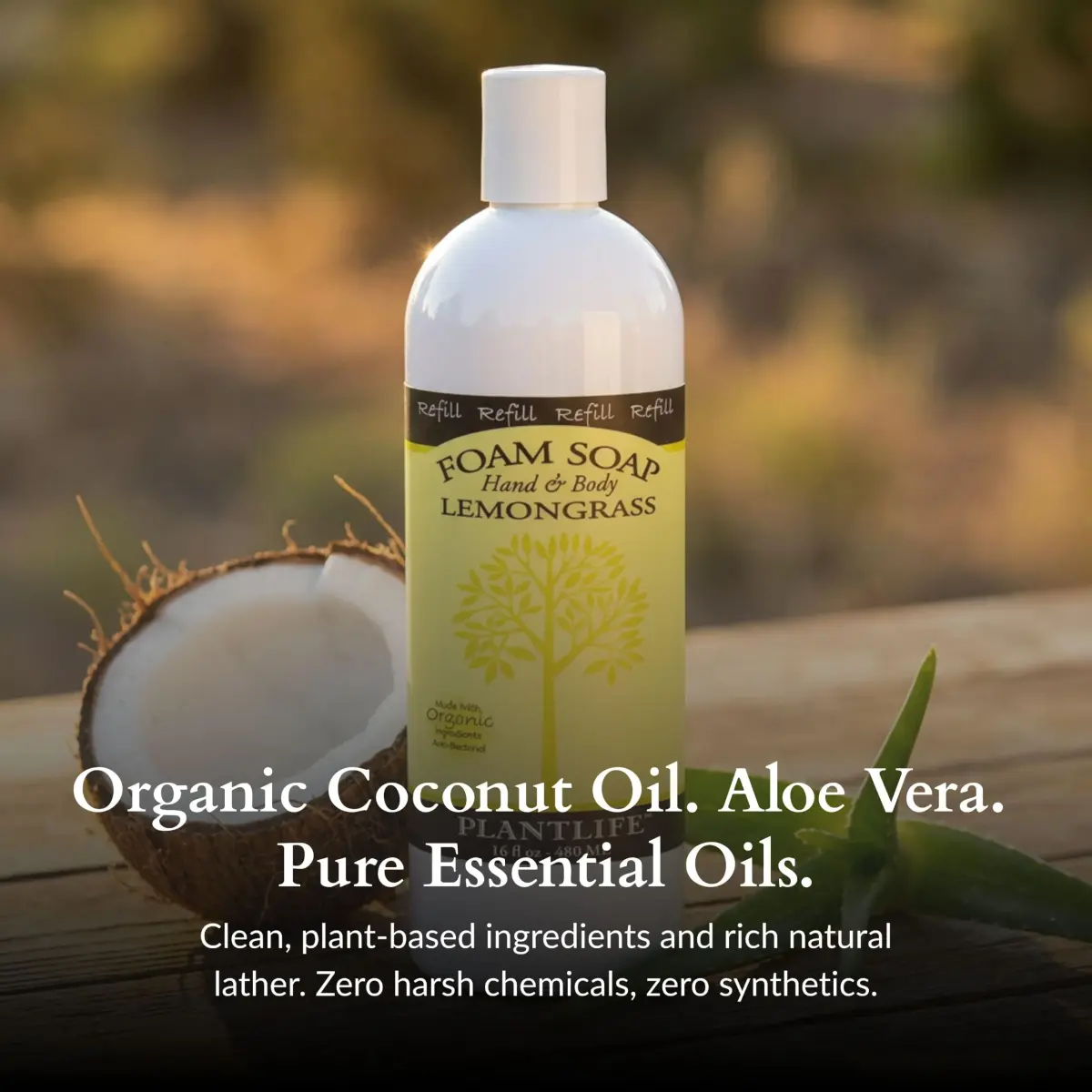 Plantlife Lemongrass Foam Soap Refill 473ml (16 Fl Oz) | Organic Aloe Vera & Essential Oils - view 2