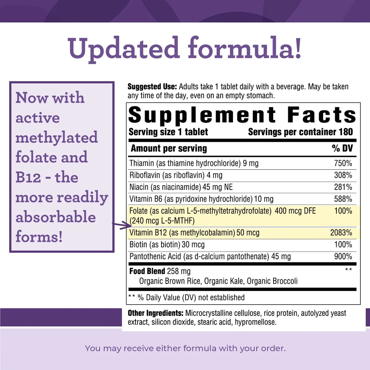 Innate Response Formulas Vitamin B Complex 180 Tablets | Supports Cellular Energy & Nervous System - view 2