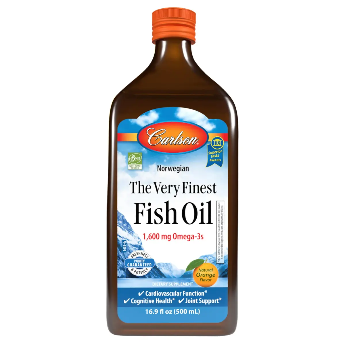 Carlson The Very Finest Fish Oil Liquid 500 mL (16.9 Fl Oz) | IFOS Certified Omega-3s - main product image