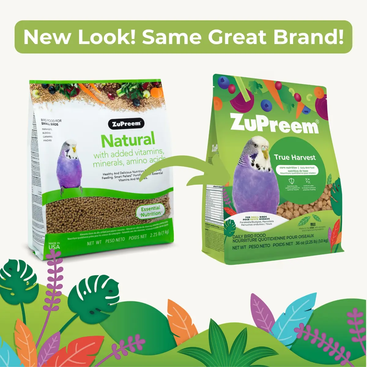 ZuPreem True Harvest Parakeet & Budgie Food, 2.25 lb | Natural Bird Pellets for Small Birds - view 2