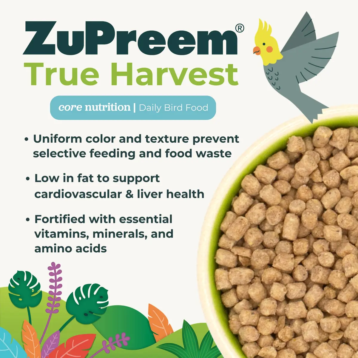 ZuPreem True Harvest Parakeet & Budgie Food, 2.25 lb | Natural Bird Pellets for Small Birds - view 3