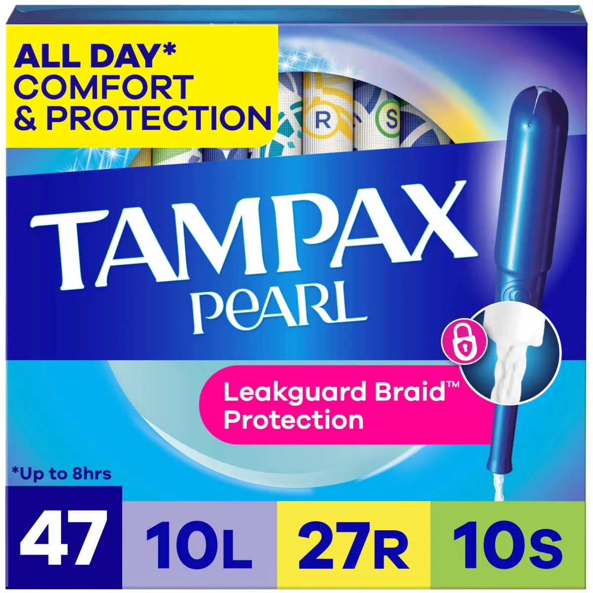 Tampax Pearl Tampons Multipack Light/Regular/Super Absorbency 47 Count | Dermatologist Tested Tampon - main product image