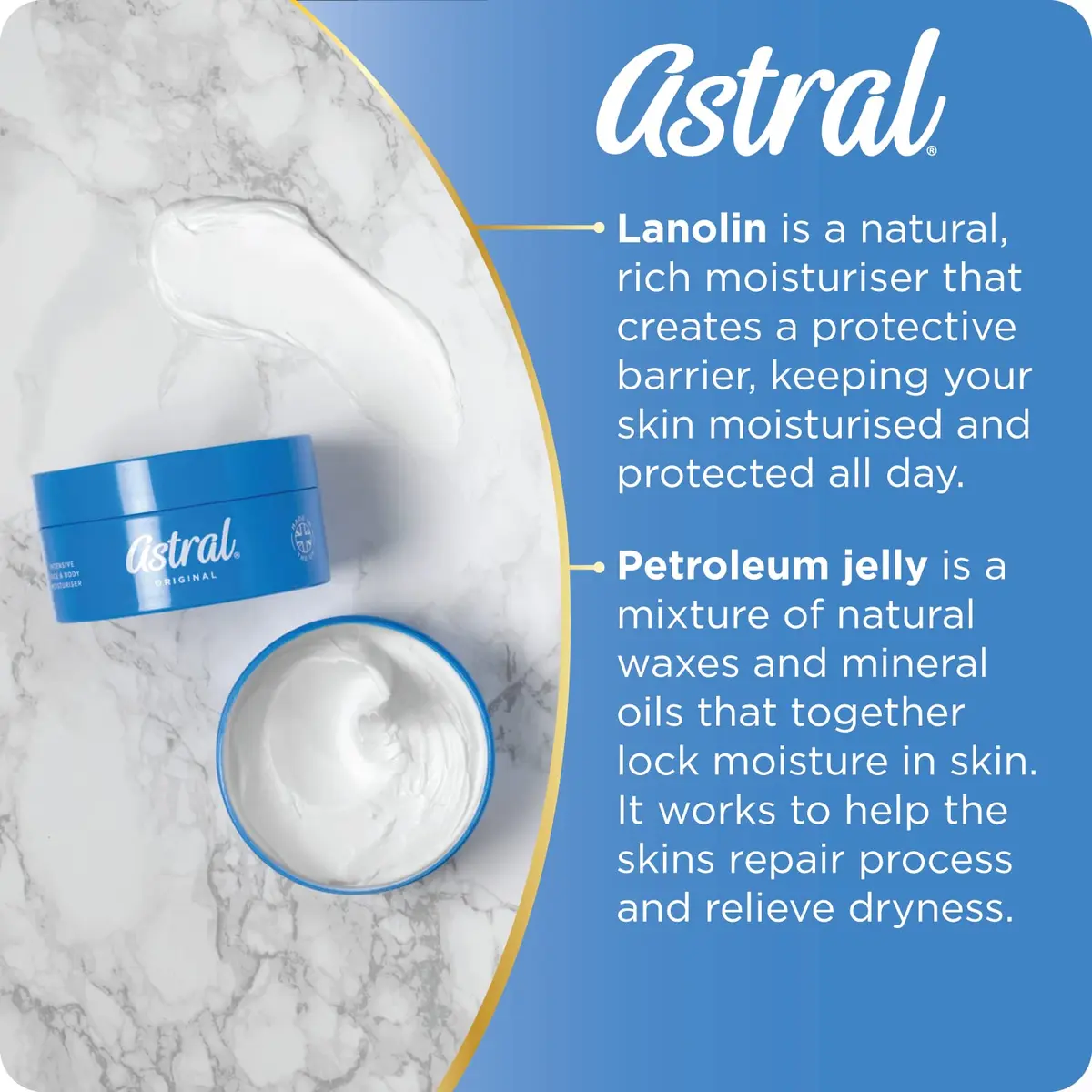ASTRAL Moisturising Cream 50ml | Sensitive Skin Hydration & Not Tested On Animals - view 2