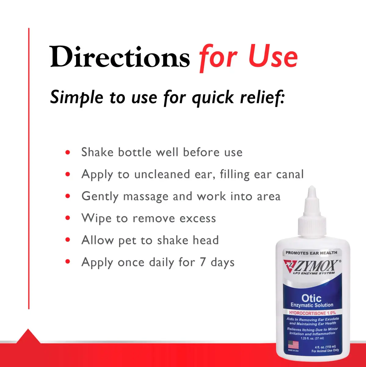 Zymox Otic Enzymatic Solution for Dogs and Cats 118ml (4 Fl Oz) | Soothes Ear Infections & Itch Relief - view 5