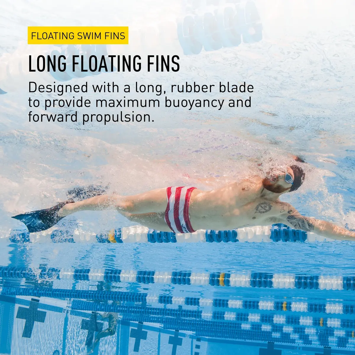 FINIS Long Floating Swim Fins - Adult Training Fins - Improves Kick Technique & Body Position - Red/Black - S (0.59 kg / 1.3 lb) - view 3