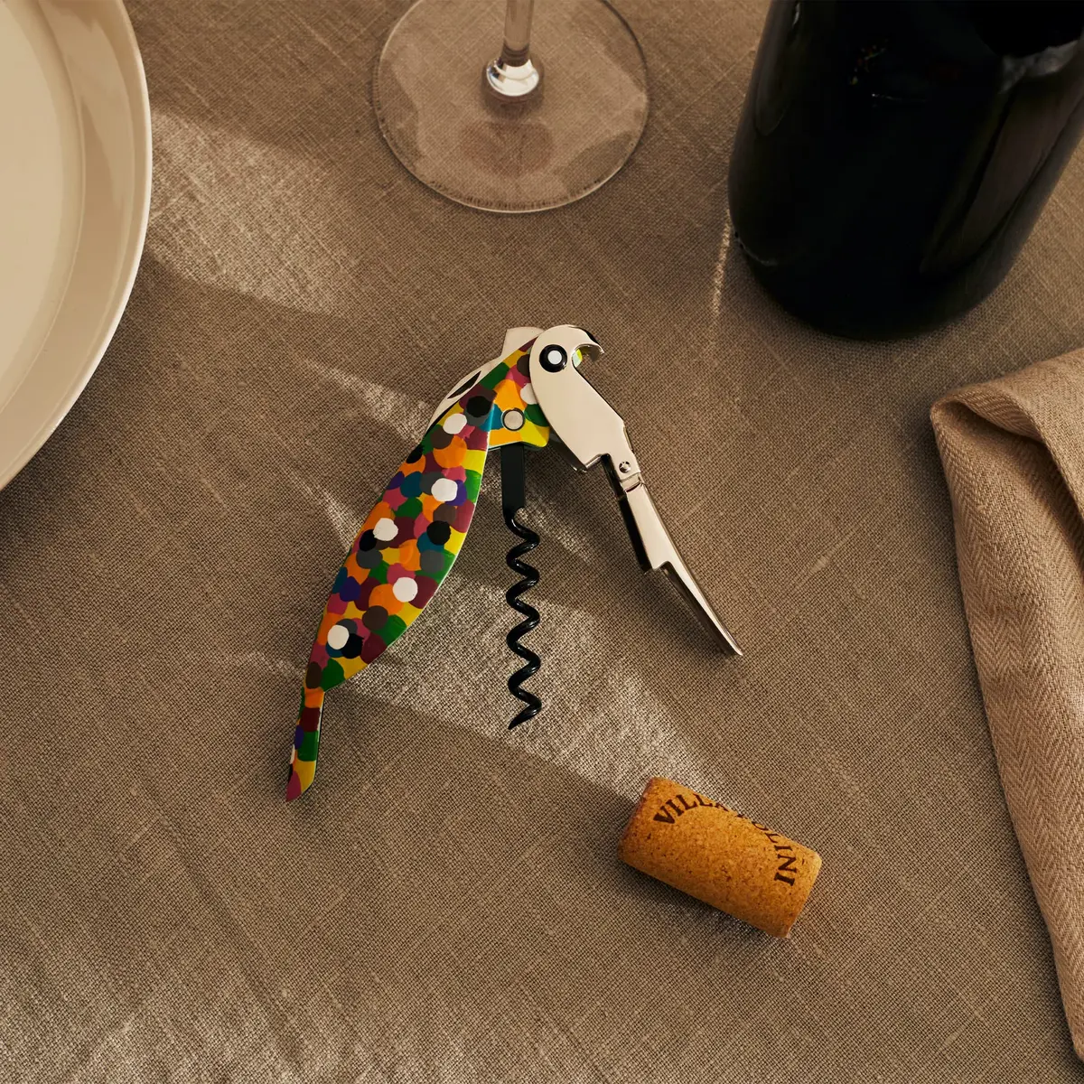 Alessi AAM32 1 Parrot Corkscrew, Cast Aluminum & PC, Multicolour | Designer Waiter Corkscrew for Home & Professional Use - view 5