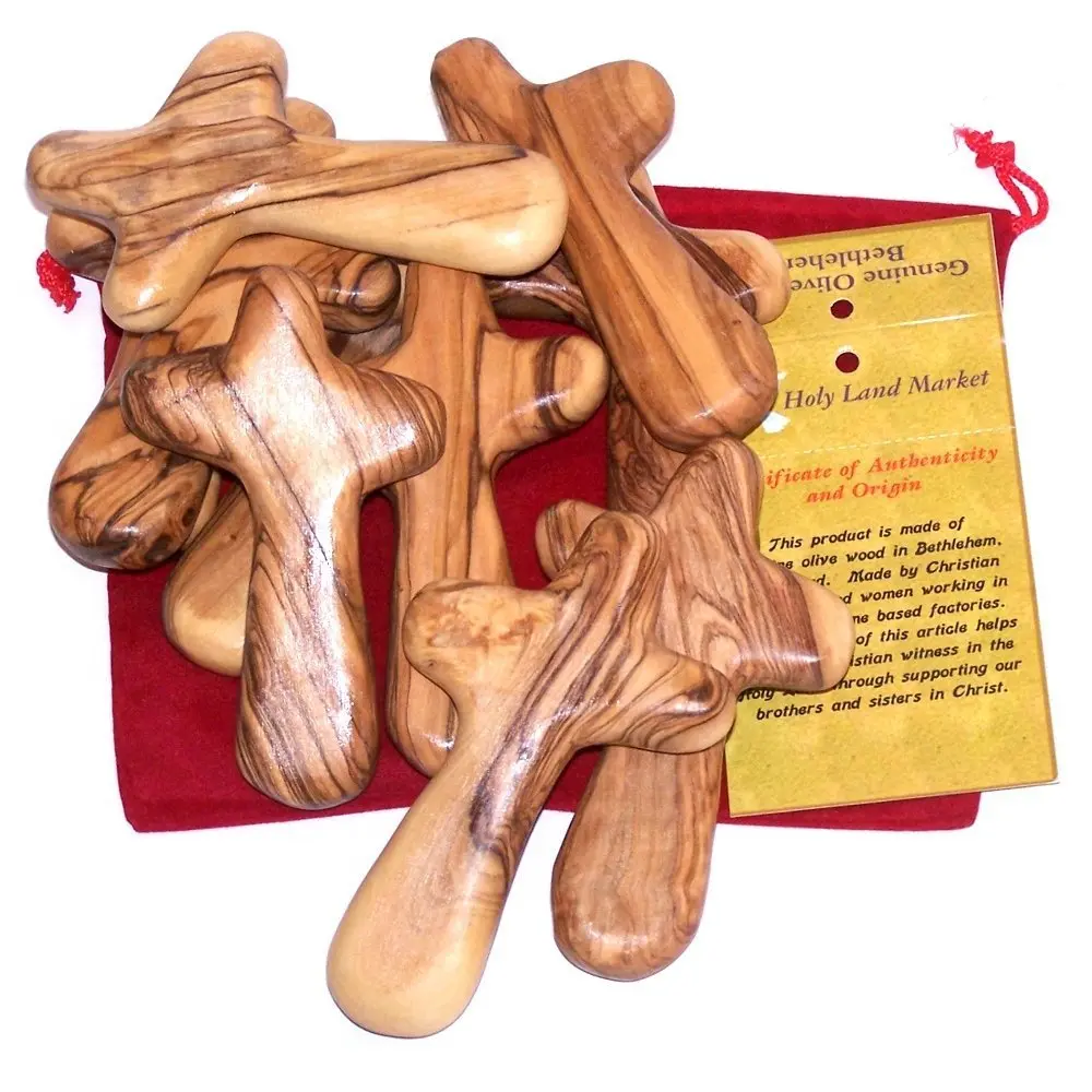 Holy Land Market Olive Wood Comfort Cross 4 Inch | Handcrafted Bethlehem Faith Symbol - view 8