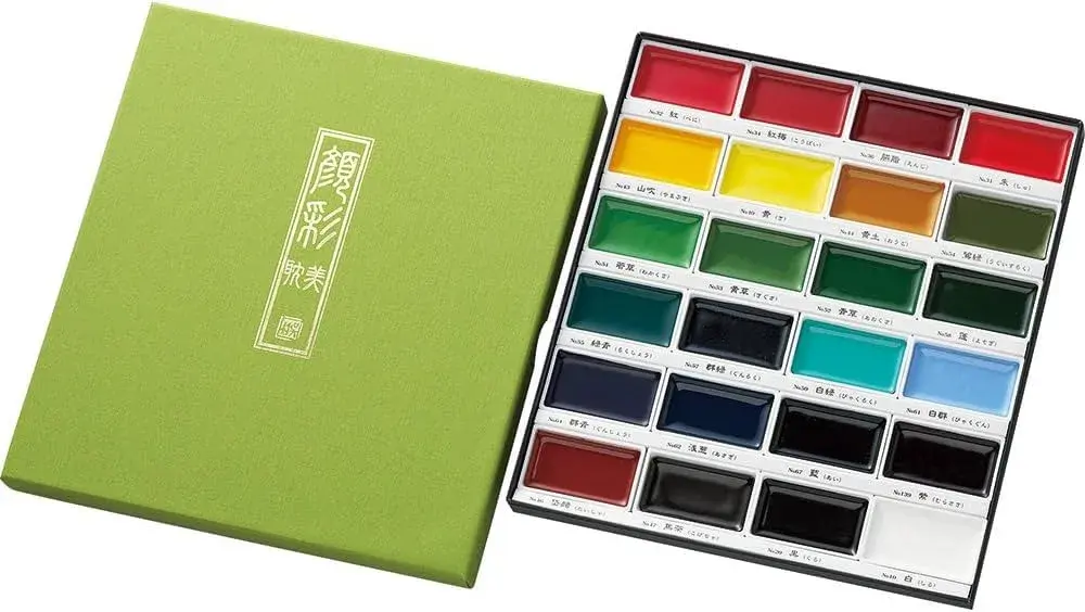 Kuretake Gansai Tambi Watercolor Paint Set 24 Colors | Traditional Japanese Watercolor for Artists - main product image