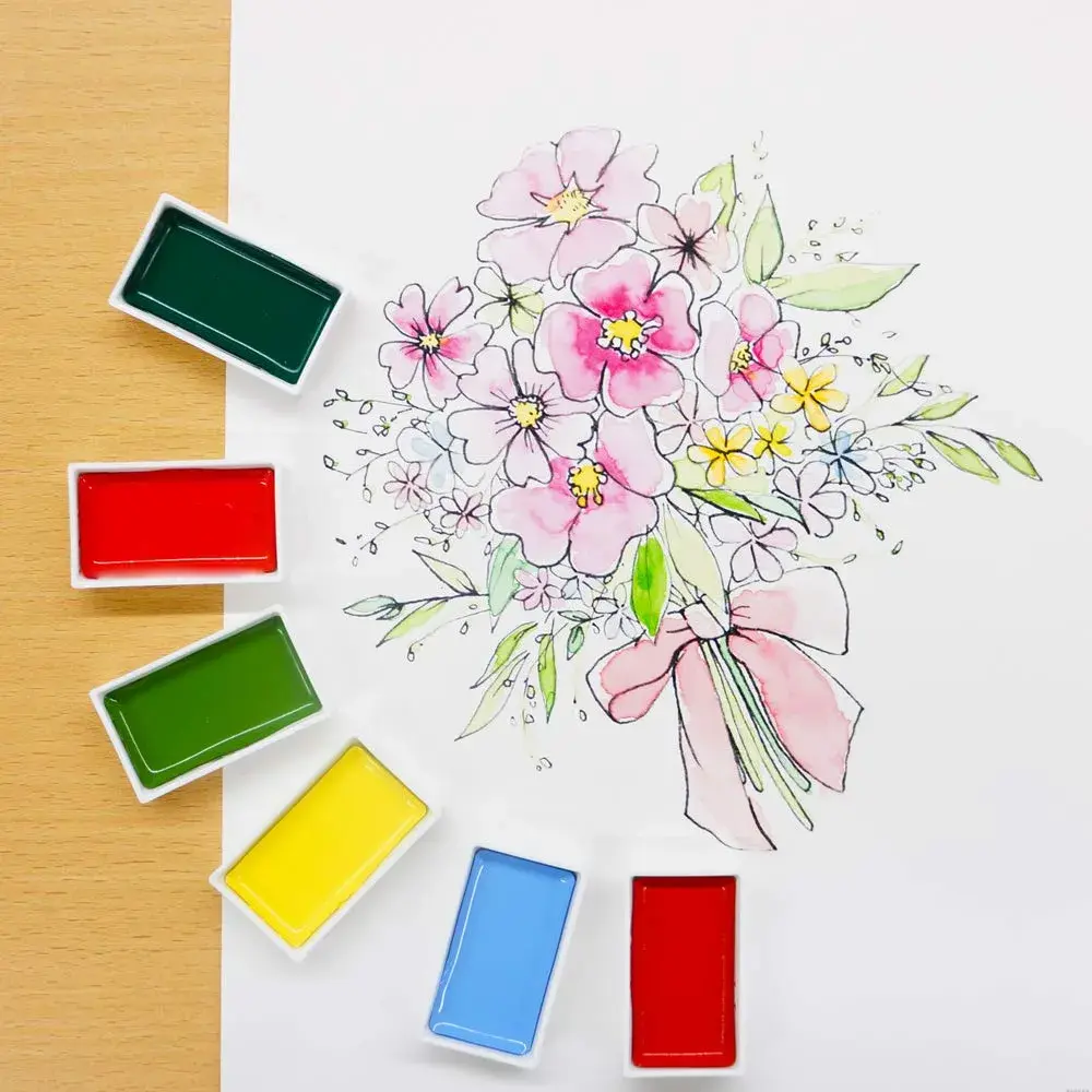 Kuretake Gansai Tambi Watercolor Paint Set 24 Colors | Traditional Japanese Watercolor for Artists - view 4