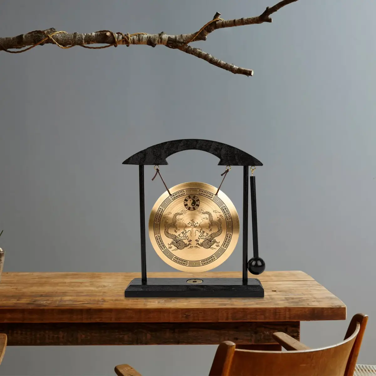 Mose Cafolo Zen Art Tabletop Brass Gong with Rammer 20.32cm (8") Height | Soothing Sound for Meditation - view 6