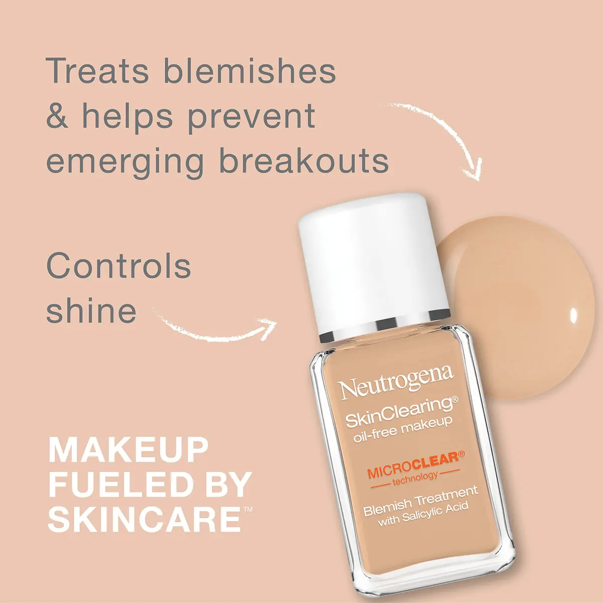 Neutrogena SkinClearing Liquid Foundation Soft Beige 29.57 ml (1 fl oz) | Acne Fighting with MicroClear Technology - view 2
