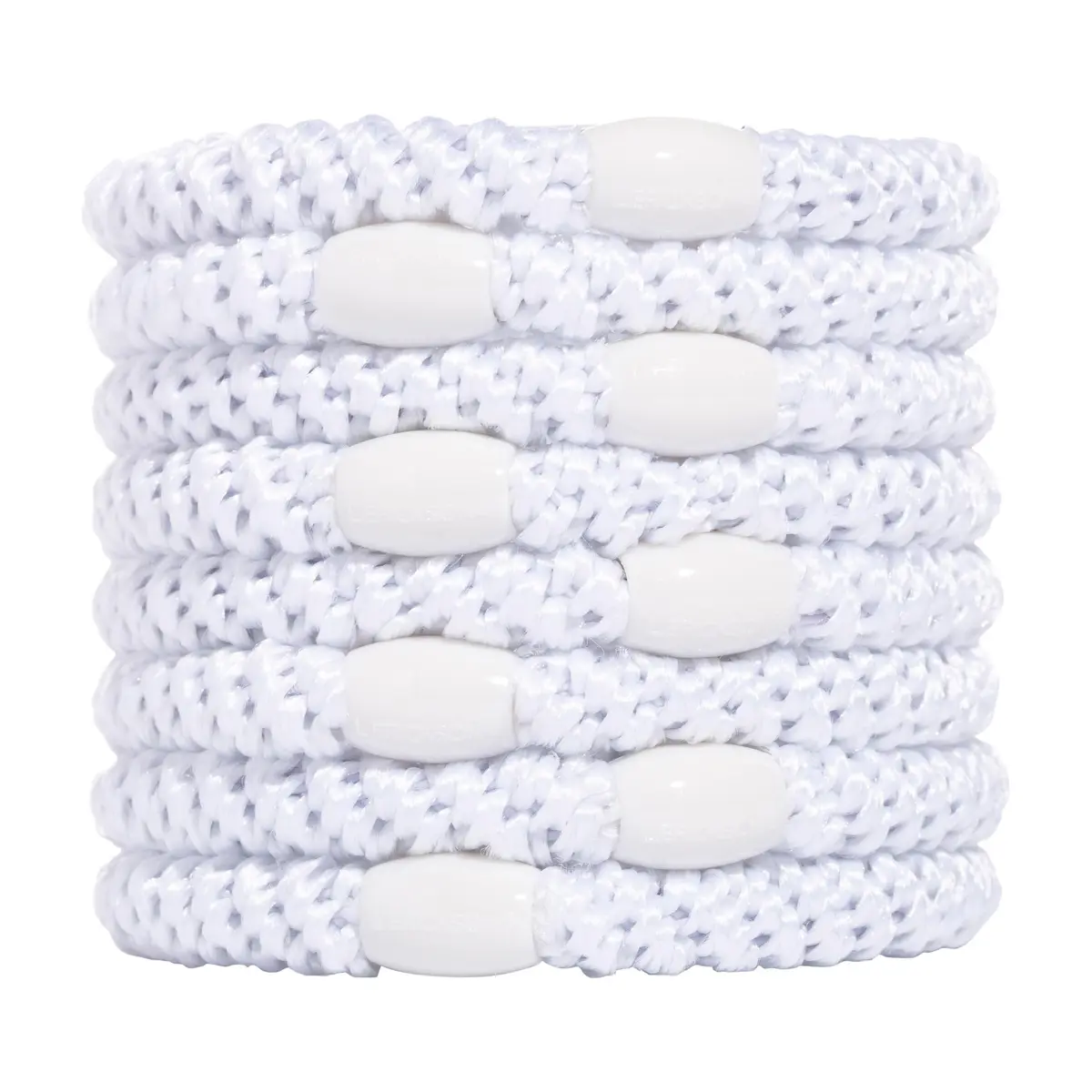 L. Erickson Bright White Grab & Go Ponytail Holders, 8 Count | No-Crease, Strong & Gentle on All Hair Types - main product image
