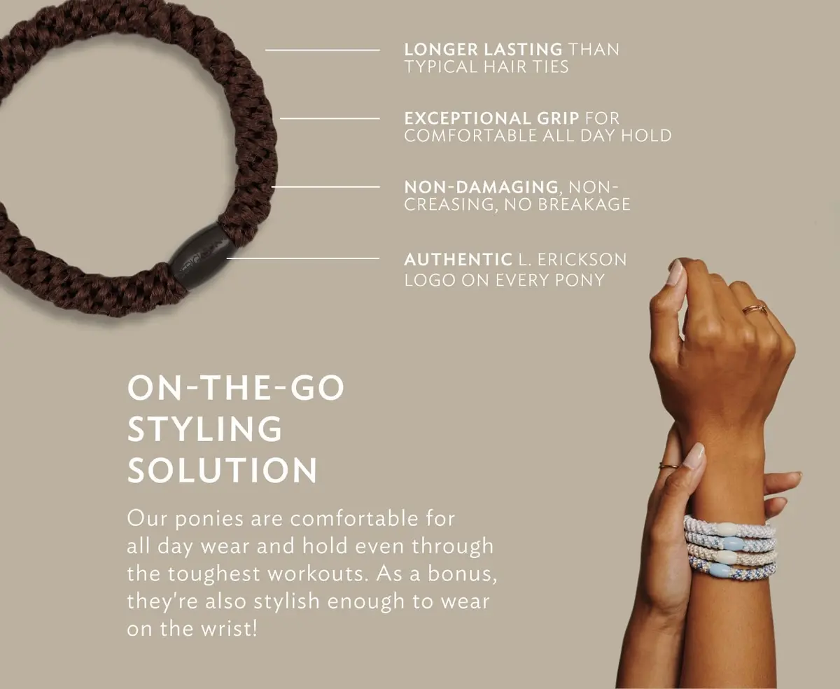 L. Erickson Grab & Go Ponytail Holders, Fresh Zesty Pop, 8 Pack | No Damage for Thick Hair, Strong, Stretchy & Snag-Free - view 7