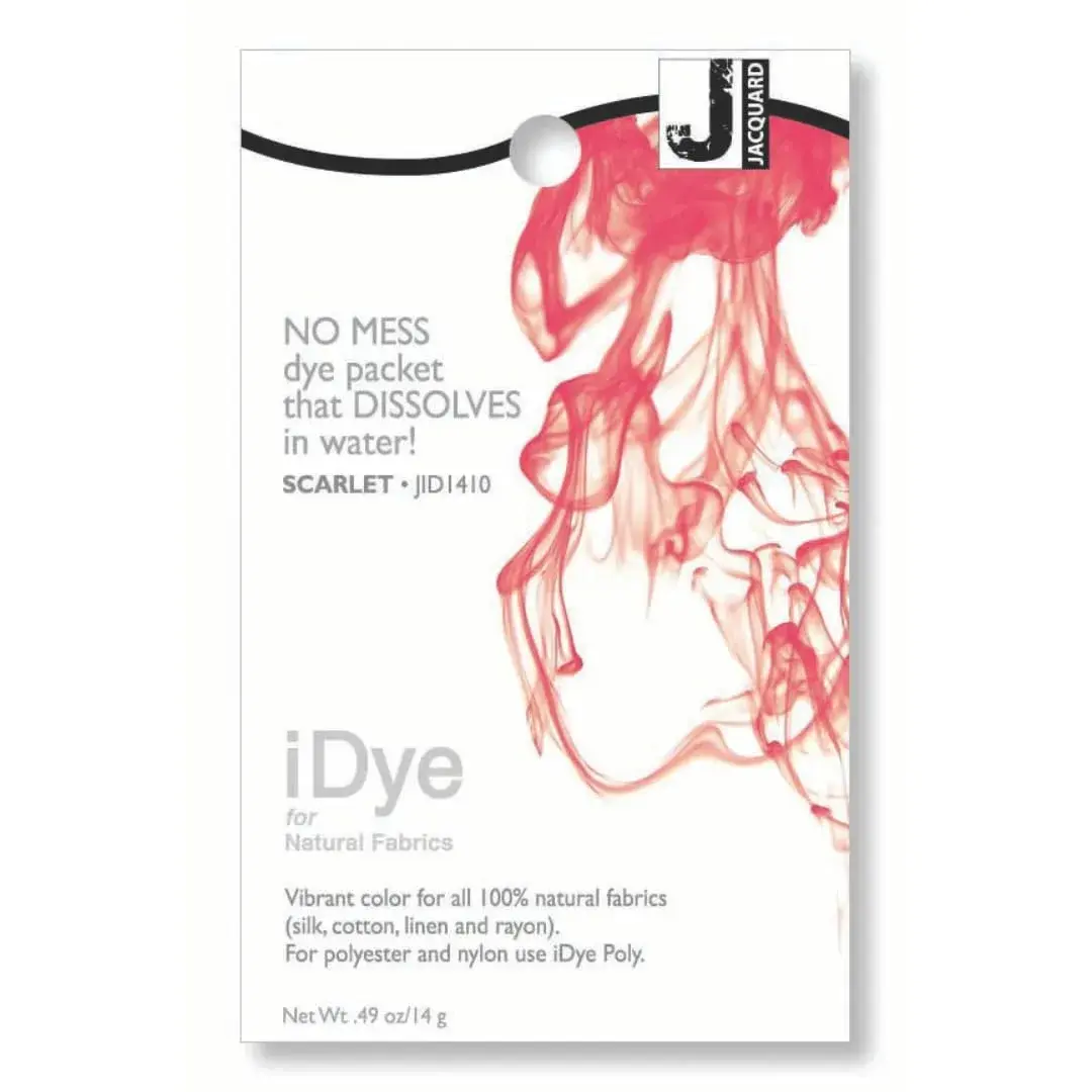 Jacquard iDye Natural Fabric Dye Scarlet 14g (0.49 oz) | Permanent Color for Cotton, Linen, Silk, Rayon - main product image
