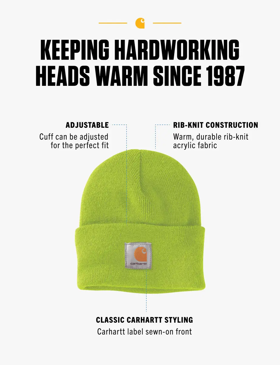 Carhartt Men's Knit Cuffed Beanie, Brite Lime | Dependable Warmth & Classic Style (70-120 chars) - view 2