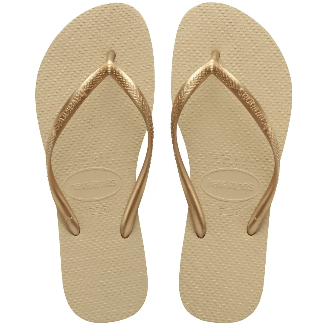 Havaianas Women's Slim Flip Flops Sandals - Sand Grey/Light Golden | Comfortable, Durable & Made in Brazil - main product image