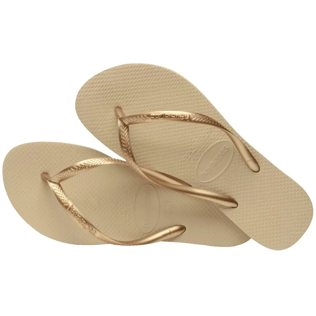 Havaianas Women's Slim Flip Flops Sandals - Sand Grey/Light Golden | Comfortable, Durable & Made in Brazil - view 5