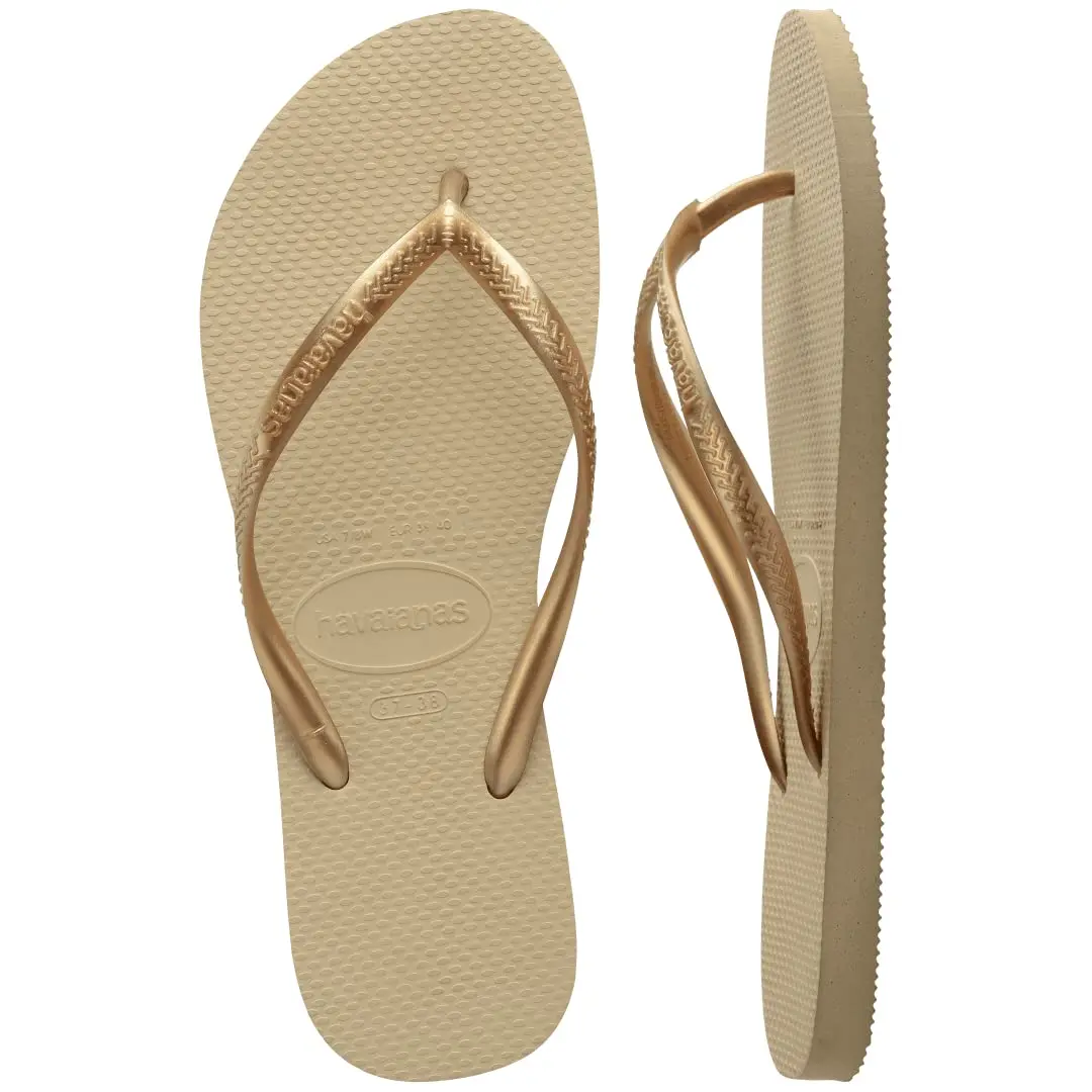 Havaianas Women's Slim Flip Flops Sandals - Sand Grey/Light Golden | Comfortable, Durable & Made in Brazil - view 6