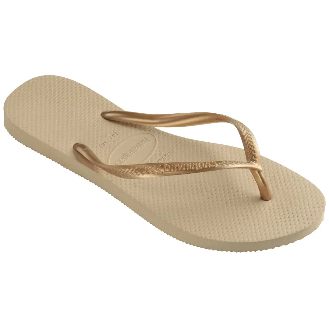 Havaianas Women's Slim Flip Flops Sandals - Sand Grey/Light Golden | Comfortable, Durable & Made in Brazil - view 3