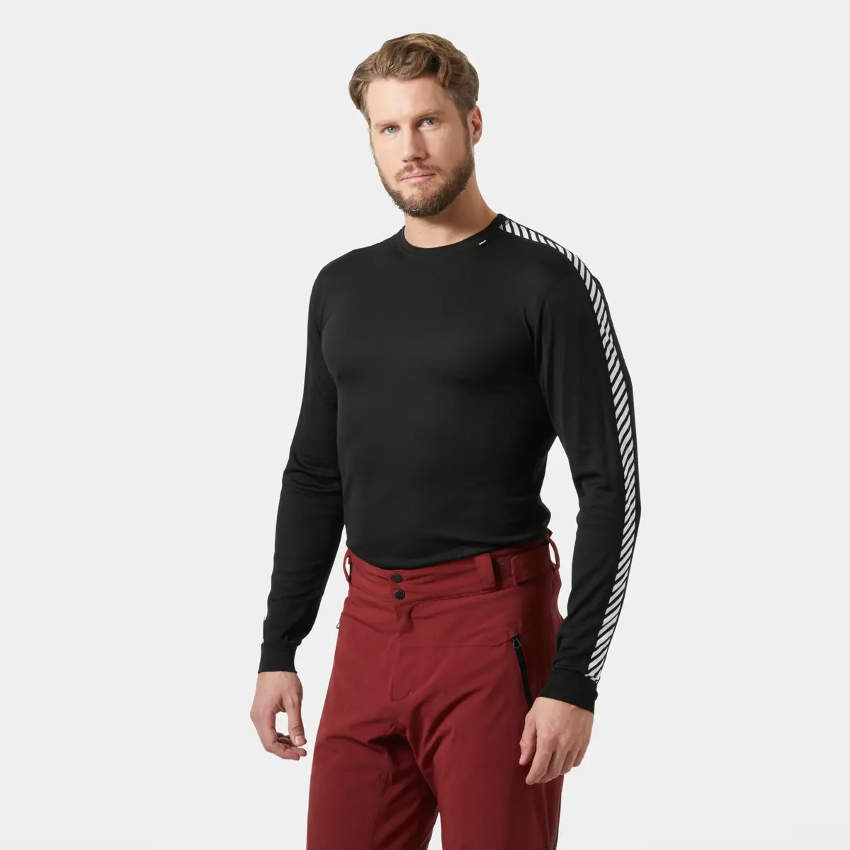 Helly Hansen Lifa Stripe Crew Lightweight Breathable Moisture Wicking Thermal Baselayer, 998 Black, Large - view 2