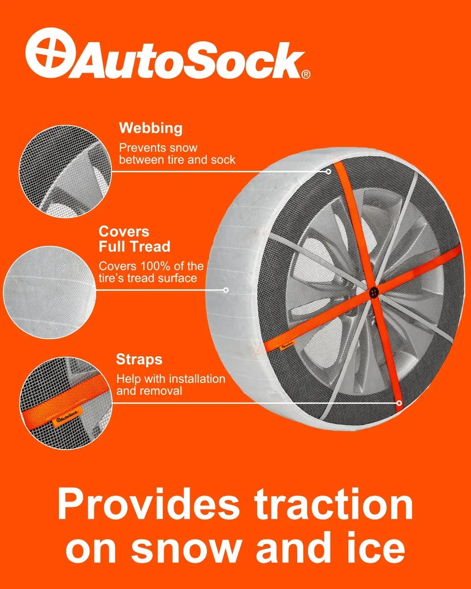 AutoSock HP645 Snow Socks for Passenger Vehicles | Winter Tire Traction Device, Pack of 2 - view 2