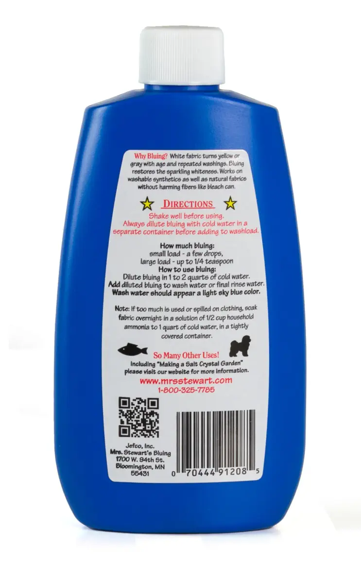 Mrs. Stewart's Liquid Bluing 227 ml (8 Fl Oz) | Brightens Whites Without Damaging Fabric - view 2