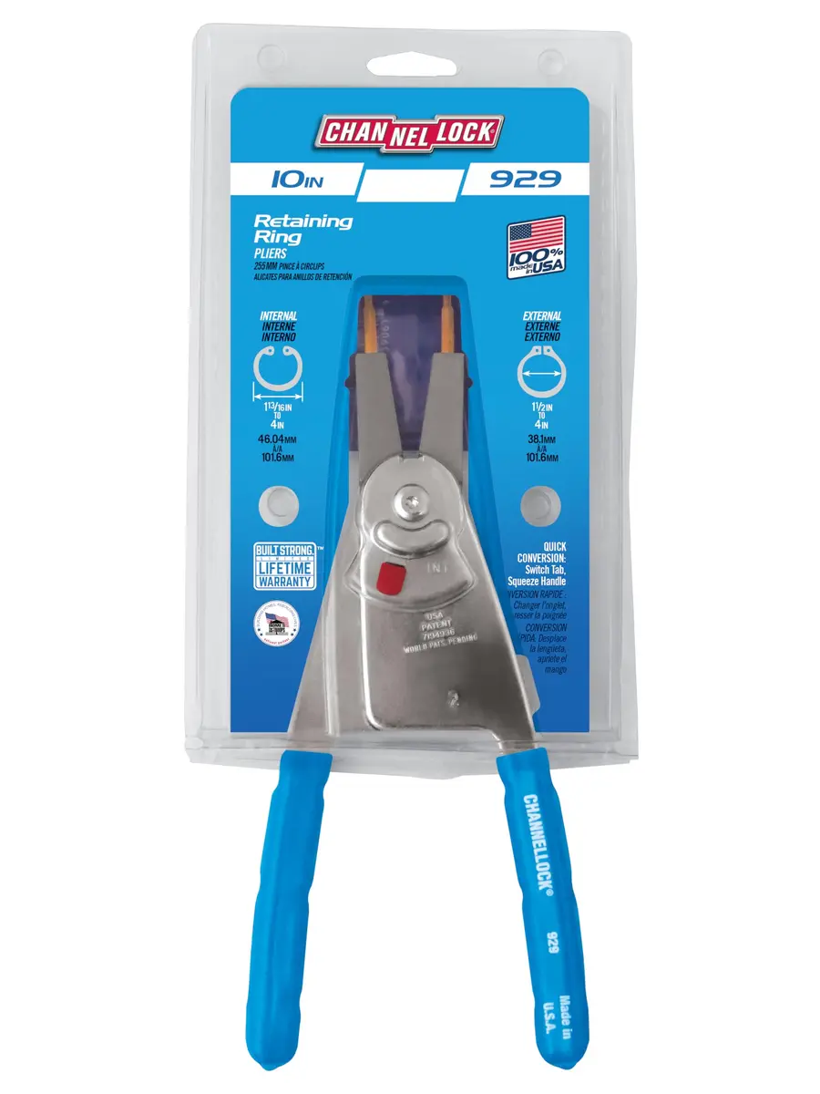 Channellock 929 Retaining Ring Plier 10-Inch | Convertible, Alloy Steel, Blue Handle - view 3
