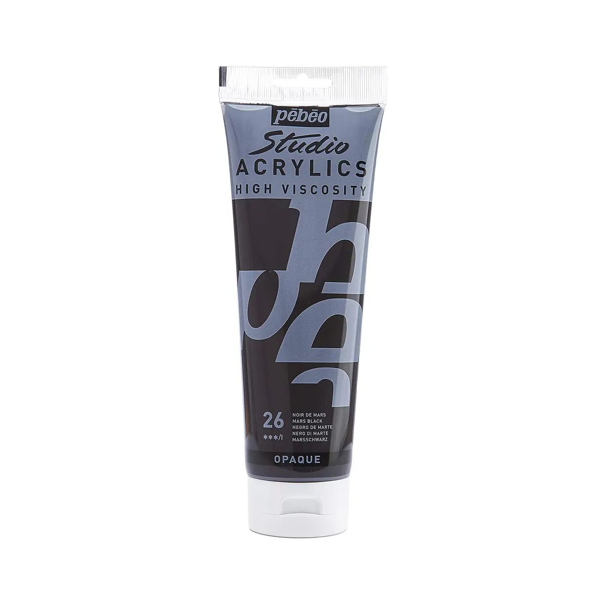 PEBEO Studio Fine Acrylics Paint - High Viscosity, Versatile & Adherent, 250ml Tube - Mars Black - main product image