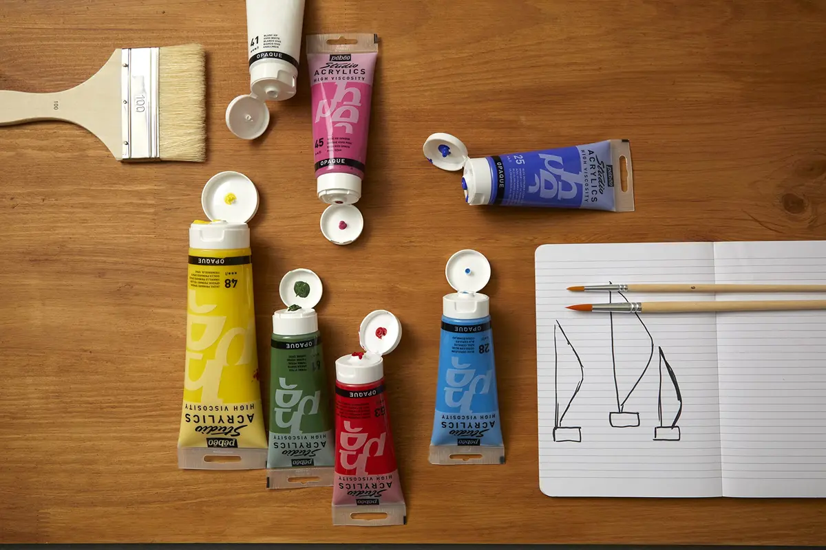 PEBEO Studio Acrylics High Viscosity 250 ml Primary Cyan | Rich Pigments, Thick Consistency - view 5