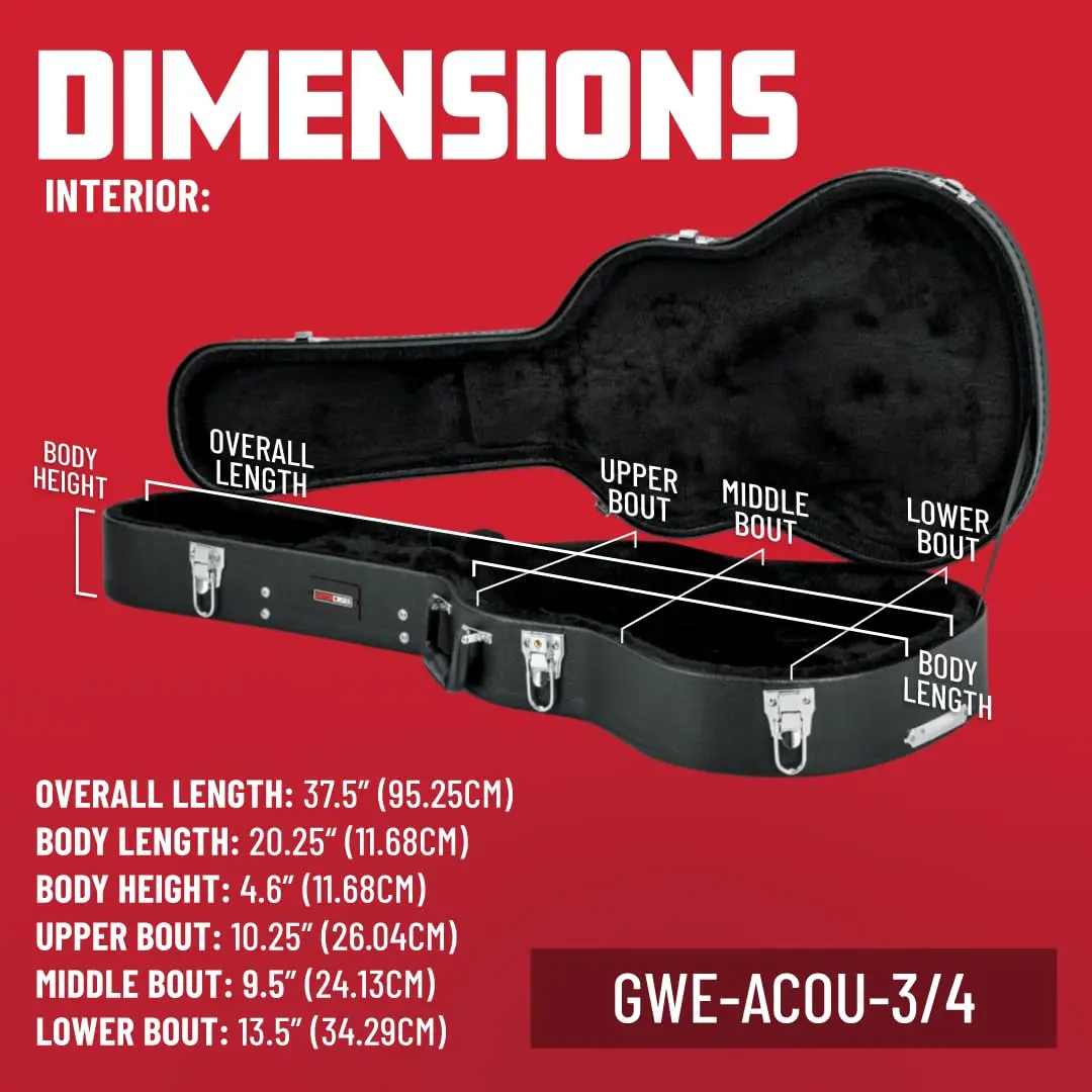 Gator Cases Traditional Series Hard-Shell Wood Case for 3/4 Sized Acoustic Guitars | Durable, Secure & Perfect Fit - view 4