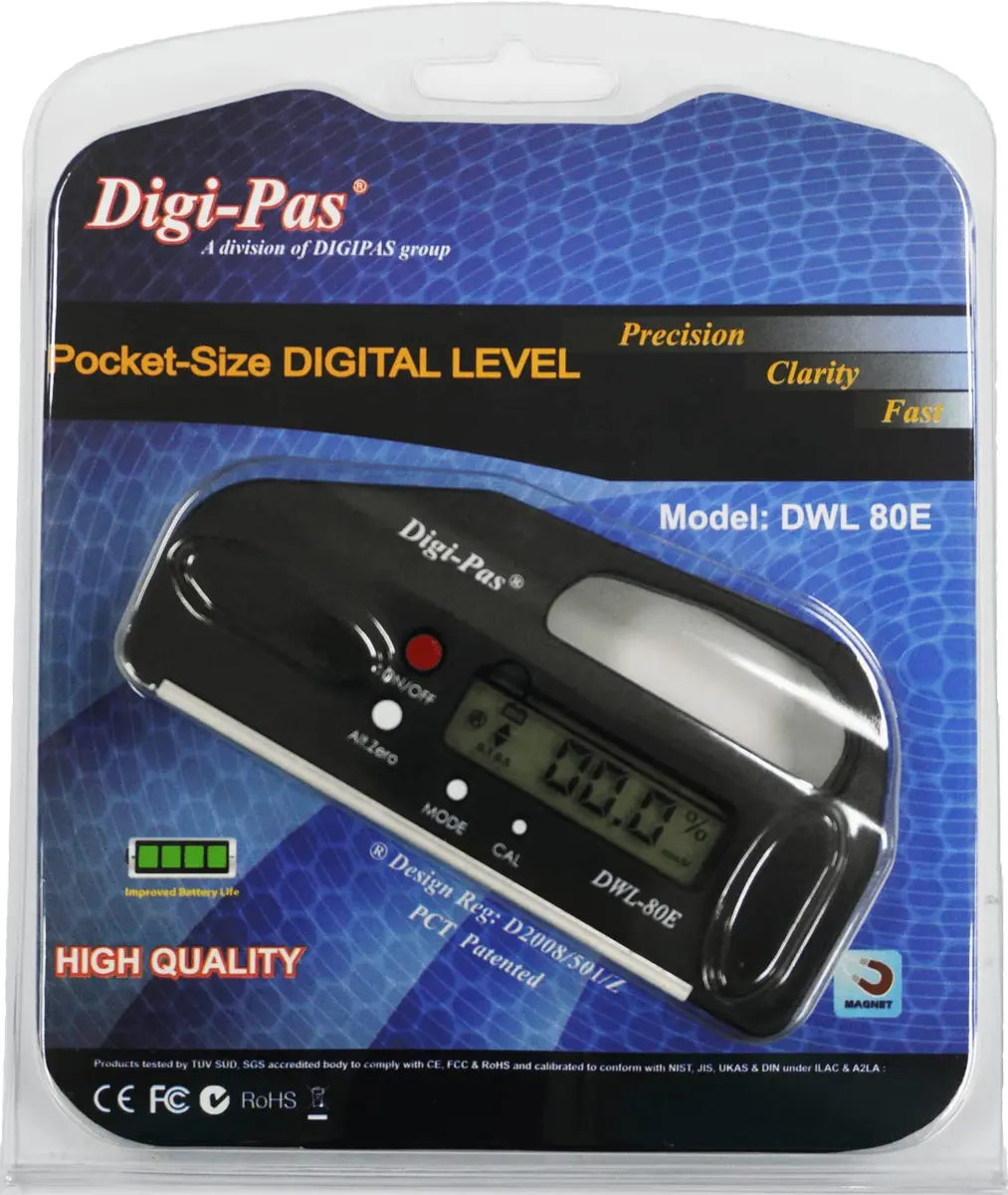 Digi-Pas DWL80E Pocket Size Digital Level | 0.1° Accuracy, Magnetic, 4 inch - view 6