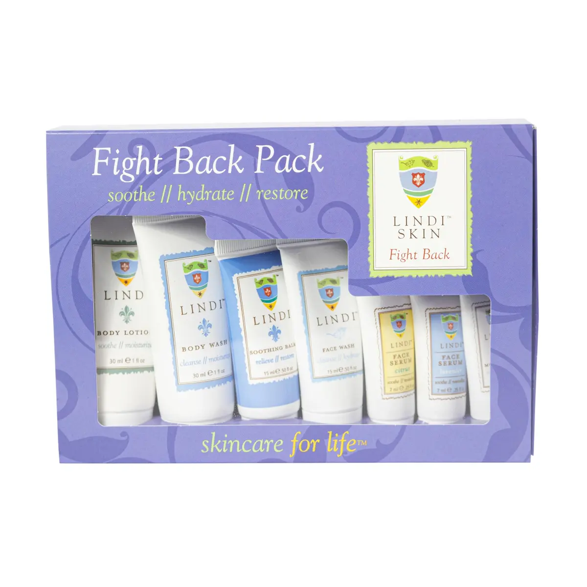 Lindi Skin Fight Back Pack, Chemo Skin Care Kit, Cancer Radiation Gift Set | Gentle, Sensitive Skin Support (70-120 chars) - main product image
