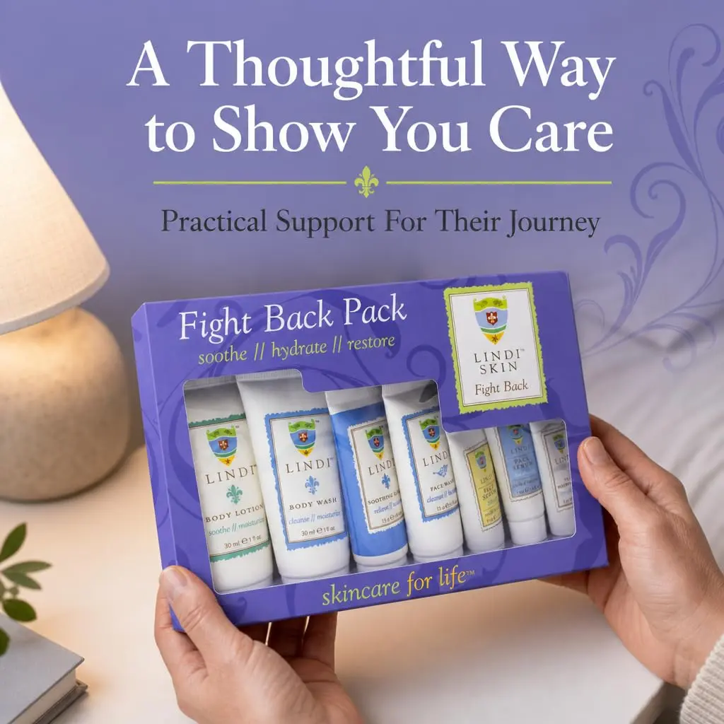 Lindi Skin Fight Back Pack, Chemo Skin Care Kit, Cancer Radiation Gift Set | Gentle, Sensitive Skin Support (70-120 chars) - view 4