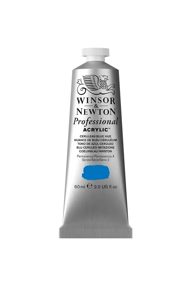Winsor & Newton Professional Acrylic Paint Cerulean Blue Hue 60ml (2.0 fl oz) | ASTM D4236 Certified Opaque - main product image