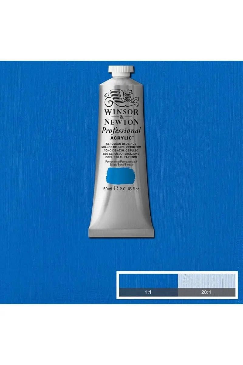 Winsor & Newton Professional Acrylic Paint Cerulean Blue Hue 60ml (2.0 fl oz) | ASTM D4236 Certified Opaque - view 3