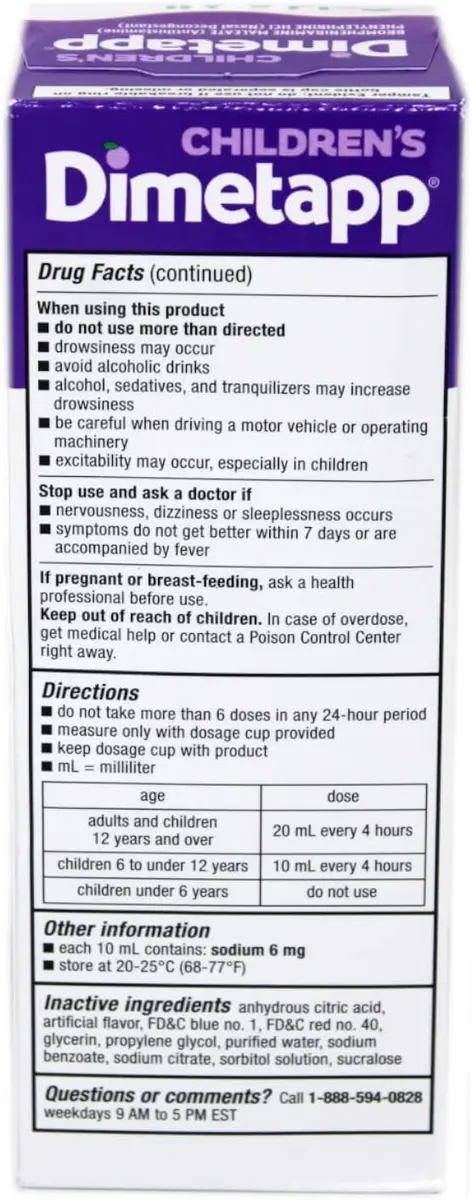 Dimetapp Children’s Cold & Allergy Liquid 8oz | Grape Flavor for Kids & Adults - view 3
