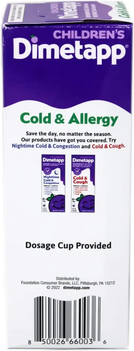 Dimetapp Children’s Cold & Allergy Liquid 8oz | Grape Flavor for Kids & Adults - view 4