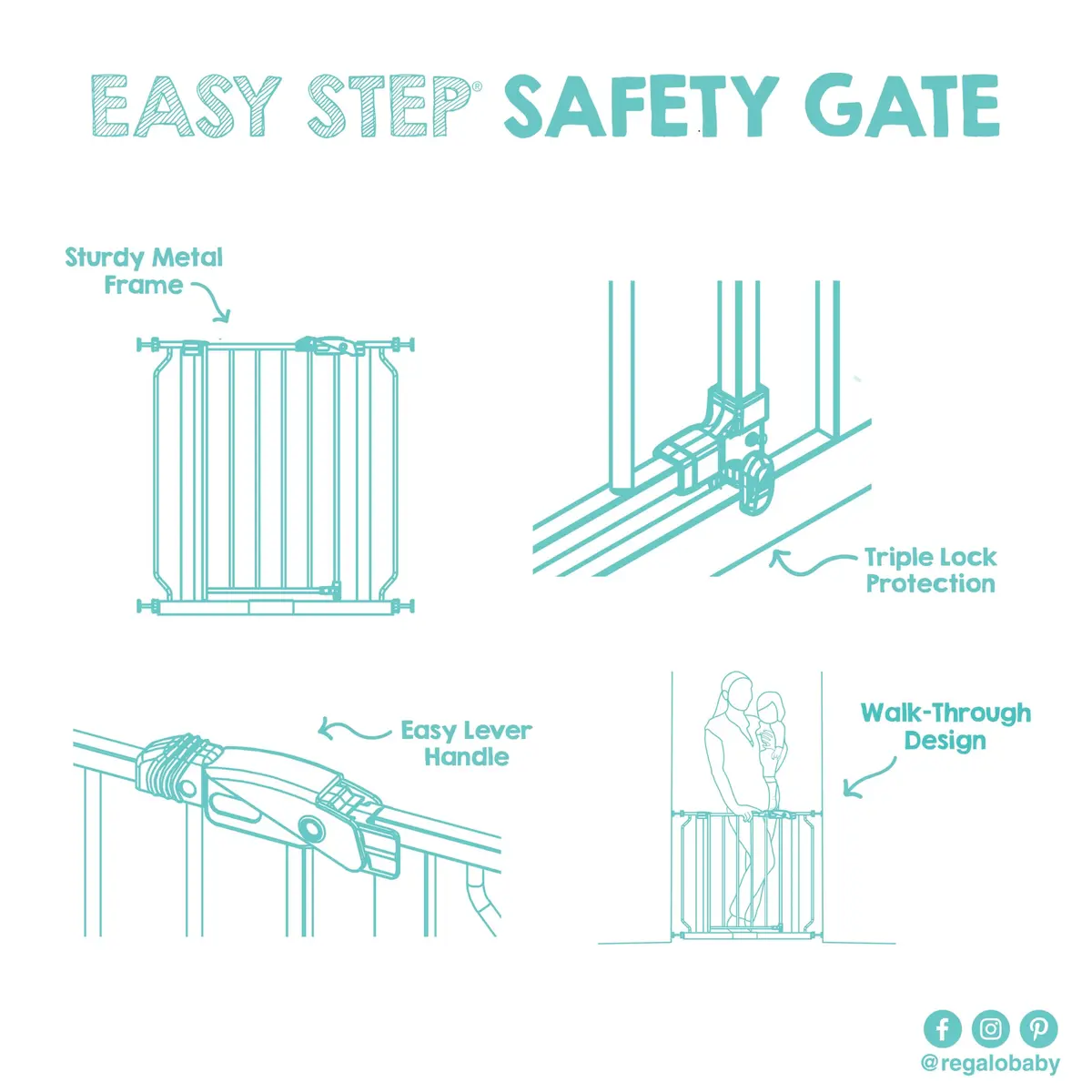 Regalo Safety 29"-38.5" Easy Step Baby Gate | Extra Wide Door & Stair Protection - view 9