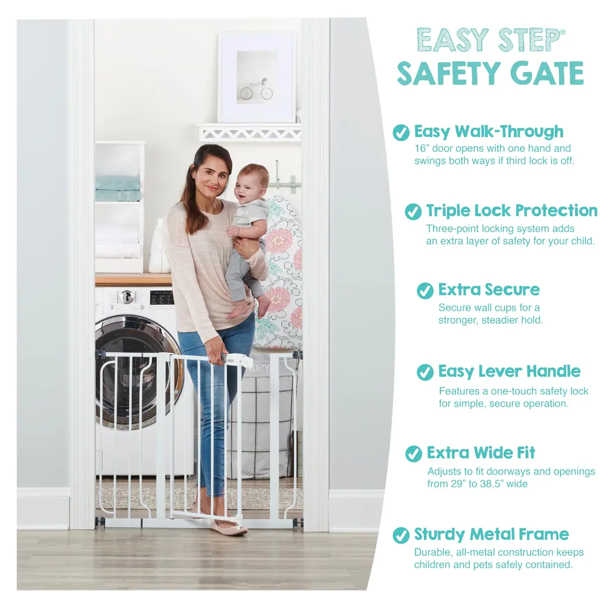 Regalo Safety 29"-38.5" Easy Step Baby Gate | Extra Wide Door & Stair Protection - view 3