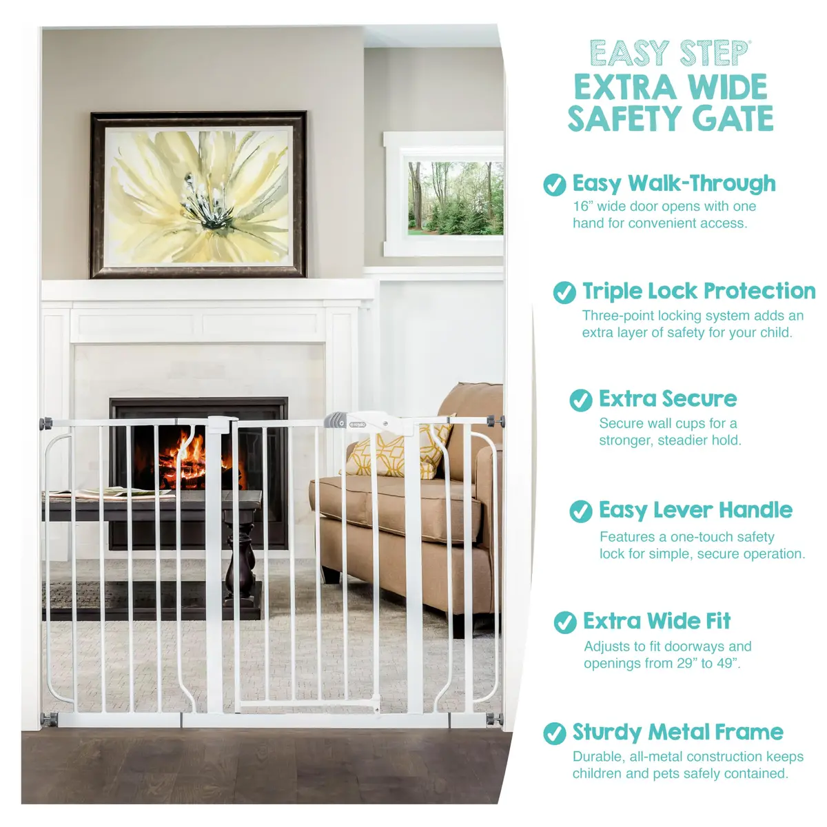 Regalo Safety 29"-49" Extra Wide Baby Gate for Doorways & Stairs | Adjustable & Secure - view 4