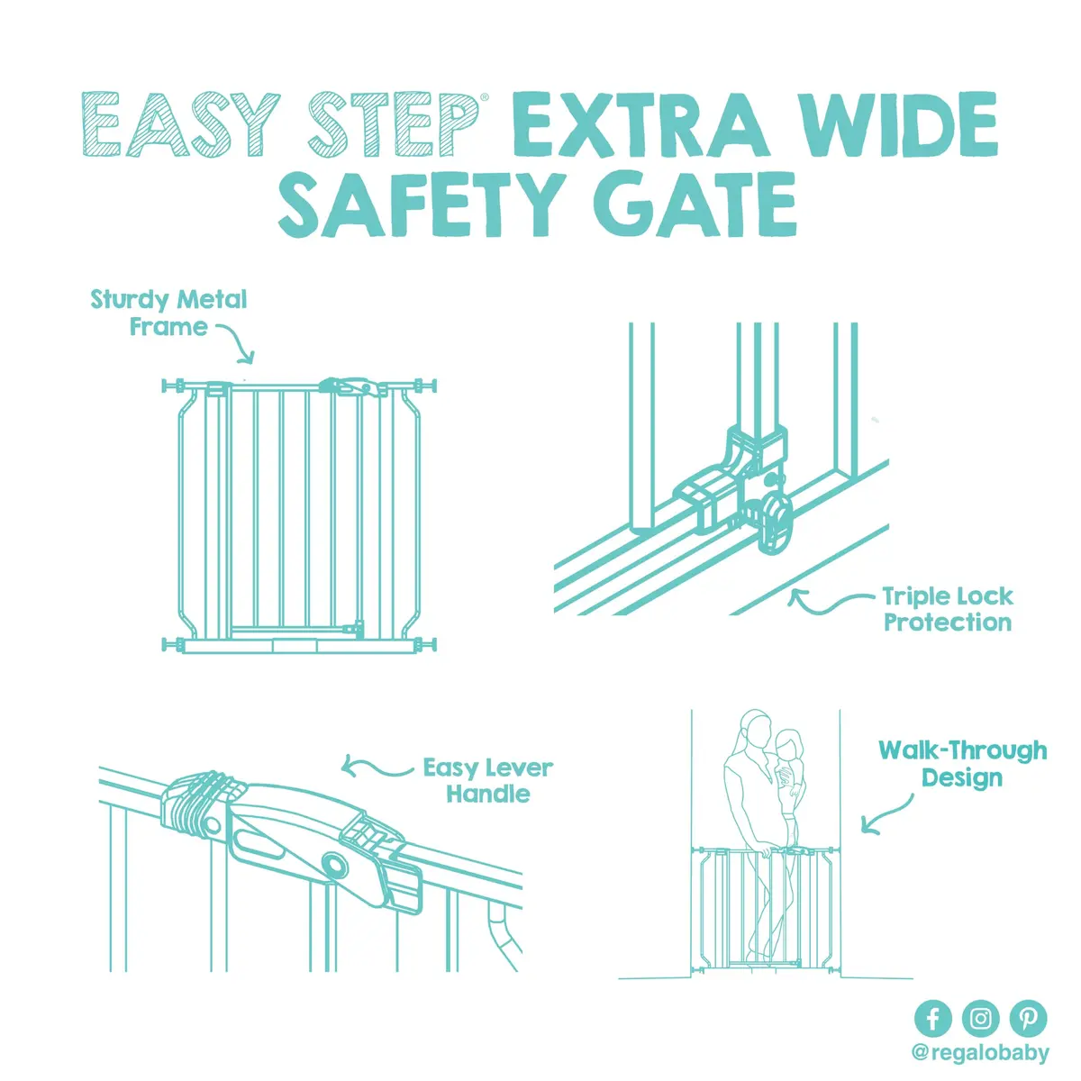 Regalo Safety 29"-49" Extra Wide Baby Gate for Doorways & Stairs | Adjustable & Secure - view 6