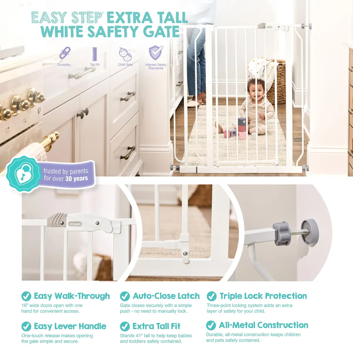 Regalo Safety 36" Extra Tall Baby Gate | Child & Pet Safety for Doorways & Stairs - view 3