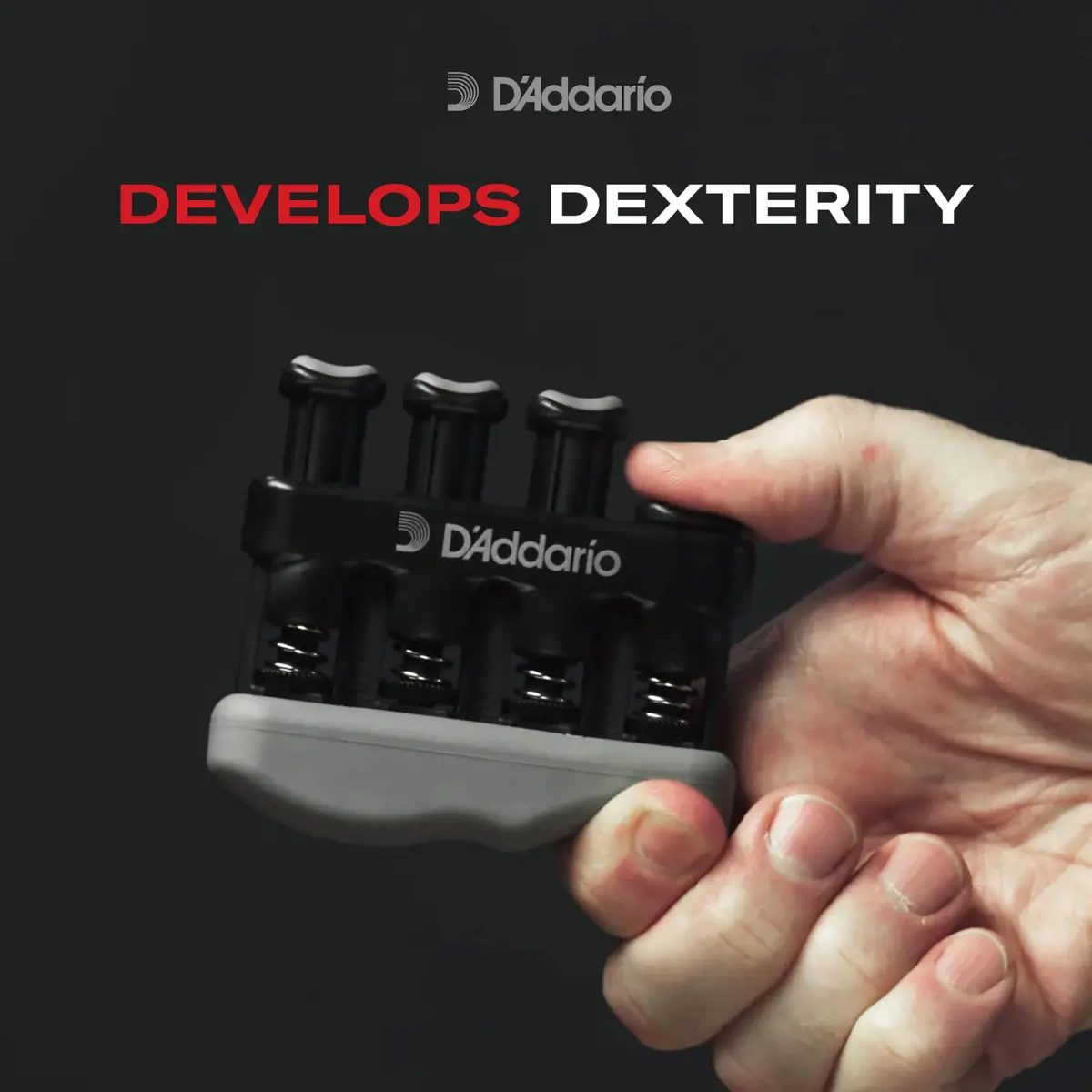 D'Addario Varigrip Hand Exerciser with Adjustable Tension & Simulated Strings | Black/Grey - view 5