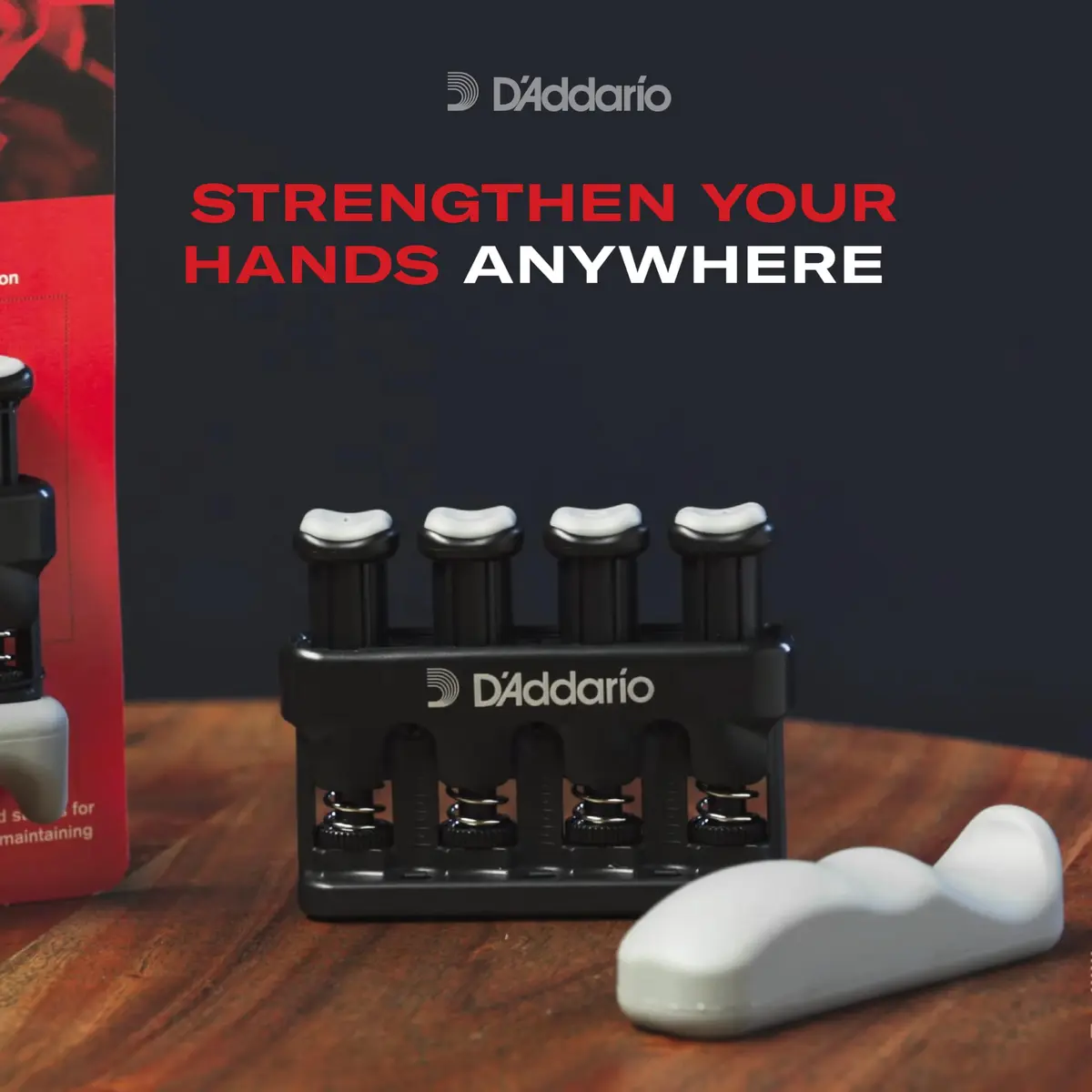 D'Addario Varigrip Hand Exerciser with Adjustable Tension & Simulated Strings | Black/Grey - view 6