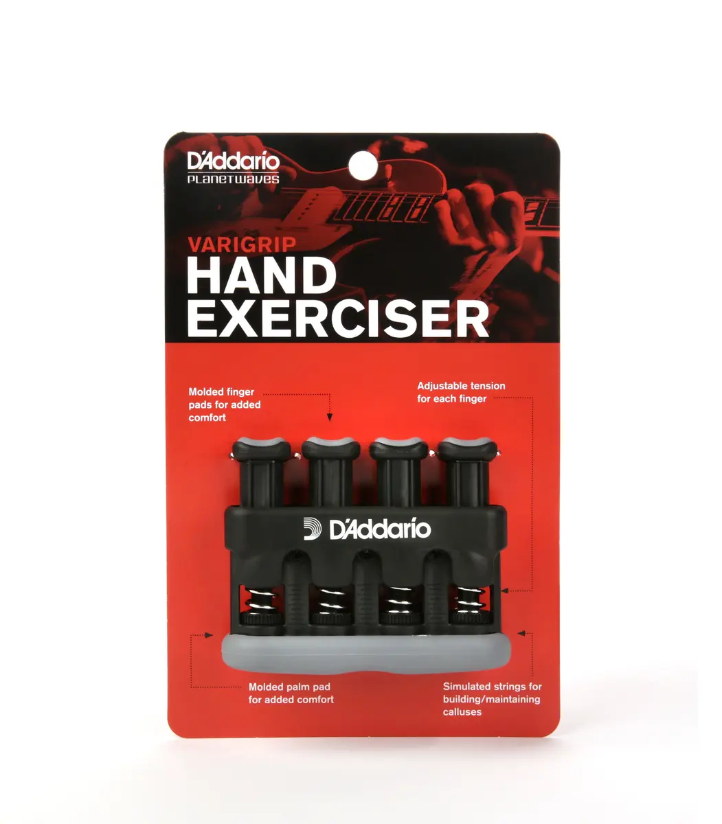 D'Addario Varigrip Hand Exerciser with Adjustable Tension & Simulated Strings | Black/Grey - view 8