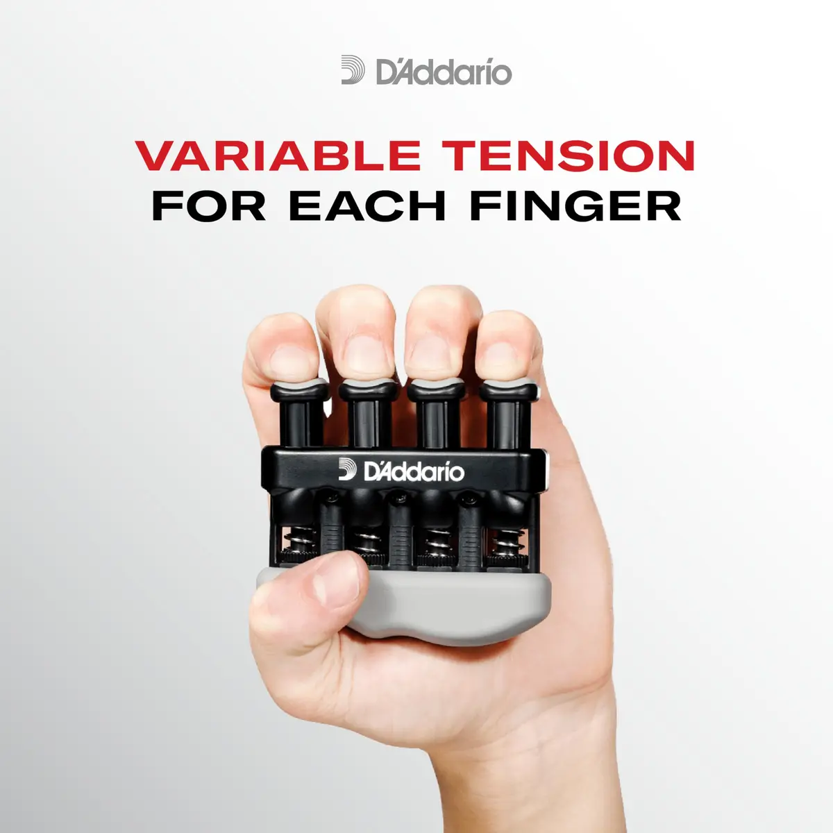 D'Addario Varigrip Hand Exerciser with Adjustable Tension & Simulated Strings | Black/Grey - view 3