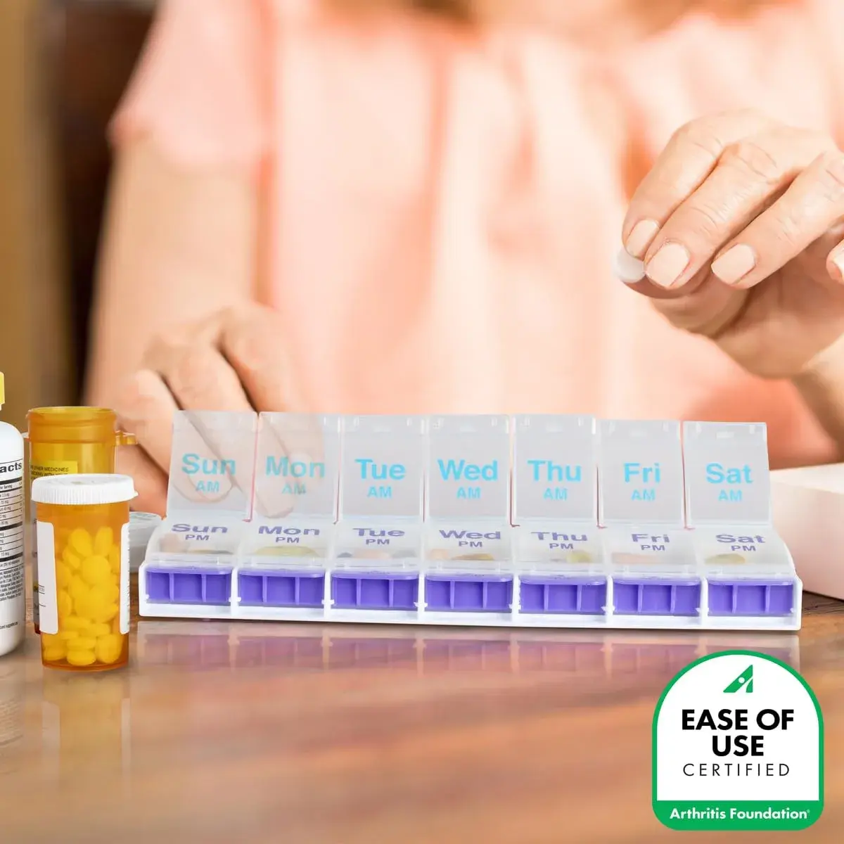 Ezy Dose Weekly AM/PM Pill Organizer X-Large Case Blue/Purple | Arthritis Foundation Ease-of-Use Commendation - view 5