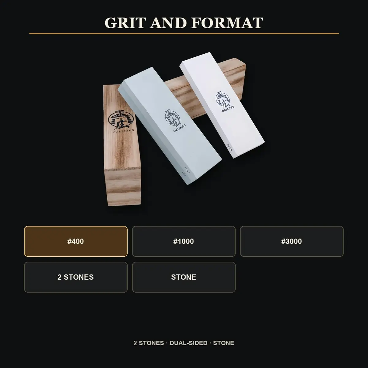 HMS 2-Piece Whetstone Set 7-Inch | 400/1000/3000 Grit Knife Sharpening Stones - view 3