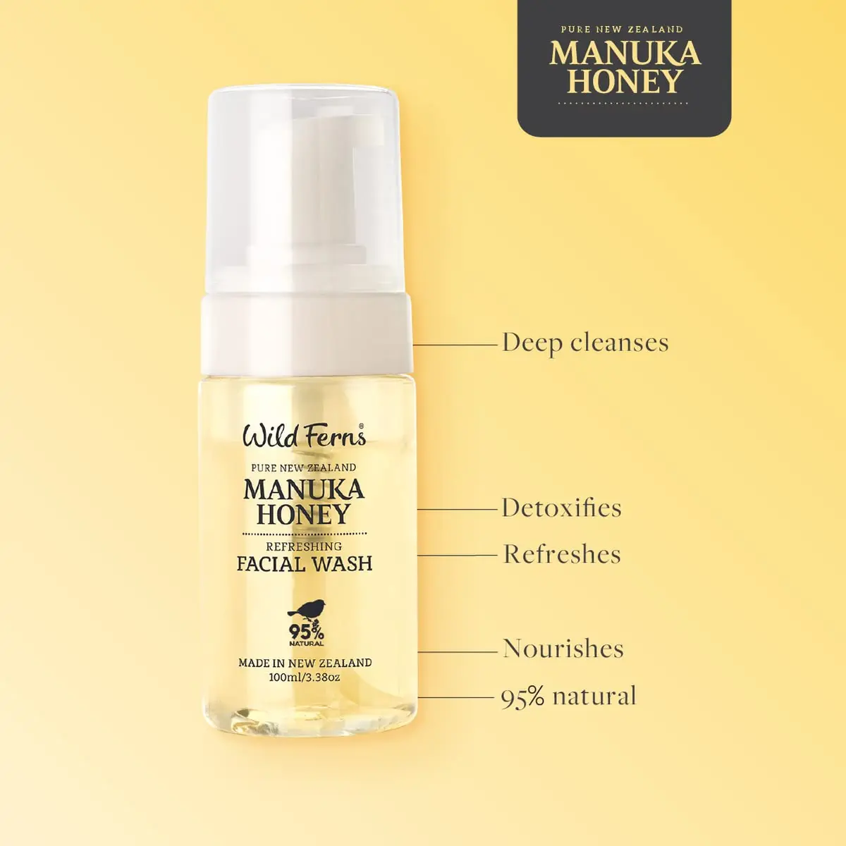 Wild Ferns Manuka Honey Refreshing Facial Wash with Sweet Orange Oil | Nourishes & Detoxifies Skin - view 4