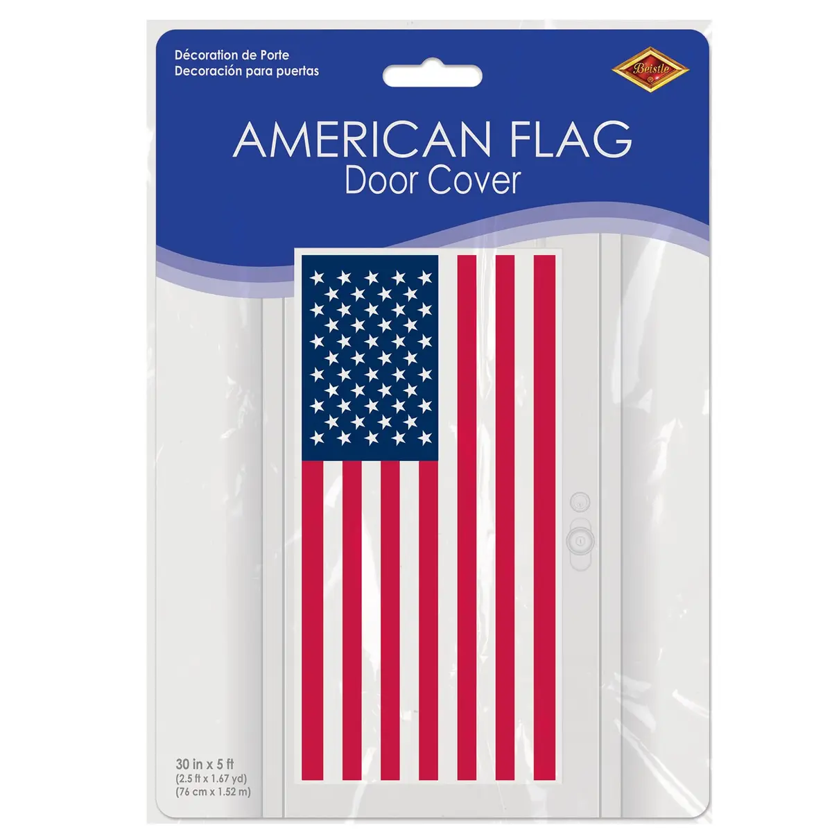 Beistle American Flag Door Cover 30" x 60" | Patriotic outdoor decoration - view 6